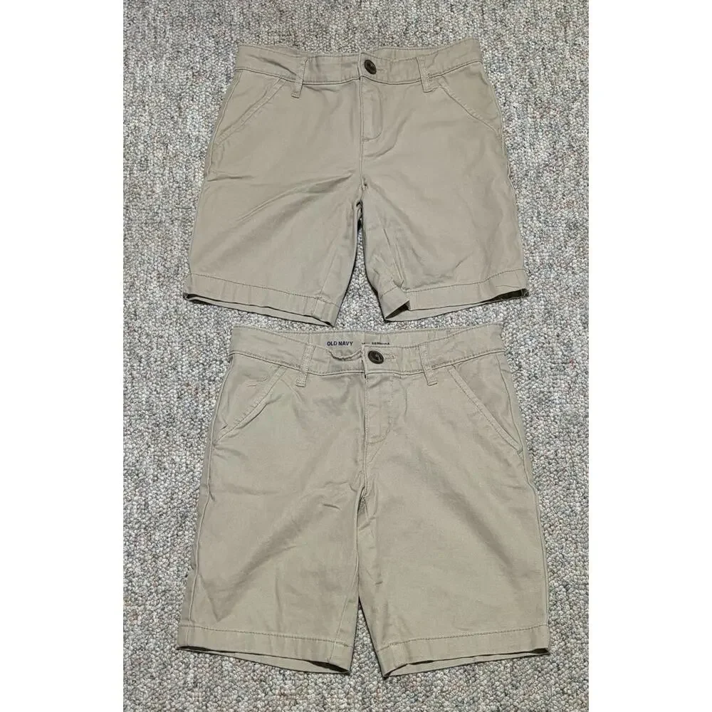 Lot Of 2 Old Navy Girls Uniform Dress Bermuda Shorts Khaki Adjustable Size 10